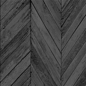 transform Dark Grey Herringbone Wood Peel and Stick Wallpaper - 30.75-ft²/Per Roll