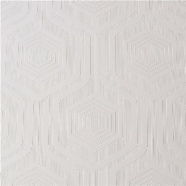 Joules Curvy Geo White Paintable 56-ft² Unpasted Wallpaper