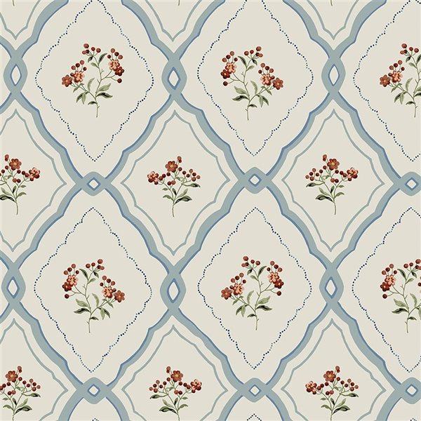 Laura Ashley Pinford Trellis Pale Seaspray Blue 56-ft² Unpasted Wallpaper