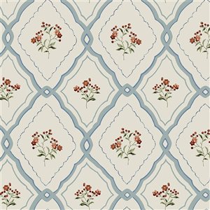 Laura Ashley Pinford Trellis Pale Seaspray Blue 56-ft² Unpasted Wallpaper