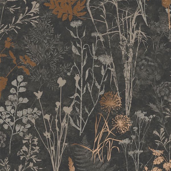 Superfresco Organics Black and Copper 56-ft² Unpasted Wallpaper