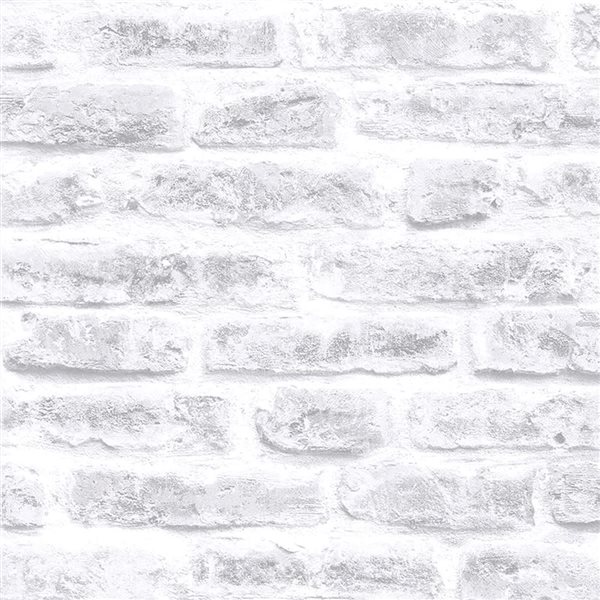 Papier peint Industrial Brick Transform gris et blanc 30,75-pi² autoadhésif