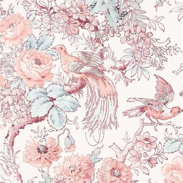 Papier peint Birtle Blush Laura Ashley rose 56-pi² non encollé