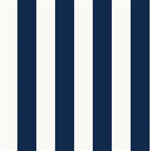 Superfresco Easy Navy/White Striped Removable Wallpaper - 56-ft²/Per Roll