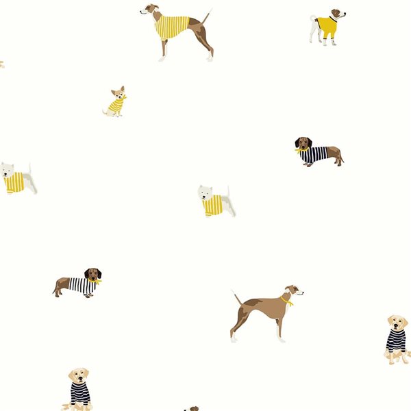 Joules 20.5-in W Creme Harbour Dogs Unpasted Wallpaper - 56-ft²