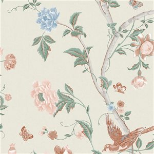 Papier peint Summer Palace Laura Ashley sauge et blanc 56-pi² non encollé