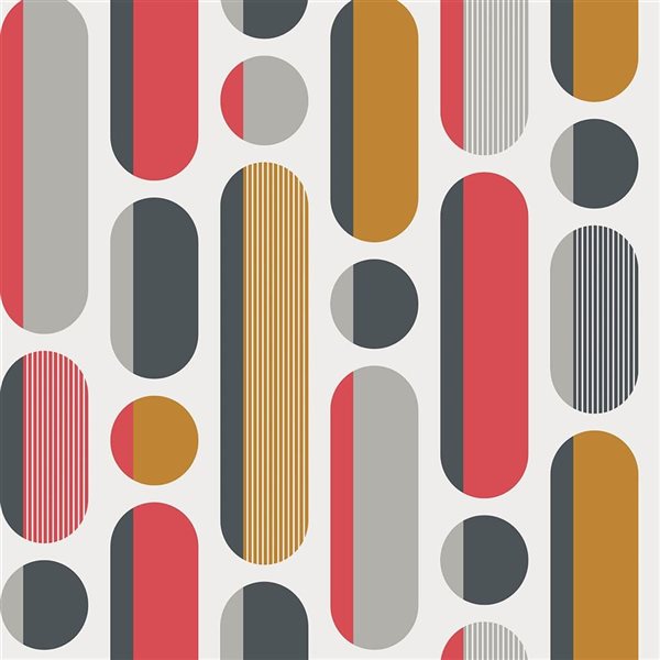 Envy Morse 20.5-in W Red/Grey/Mustard Removable Wallpaper - 56-ft²