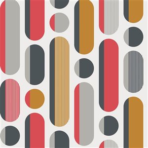 Envy Morse 20.5-in W Red/Grey/Mustard Removable Wallpaper - 56-ft²