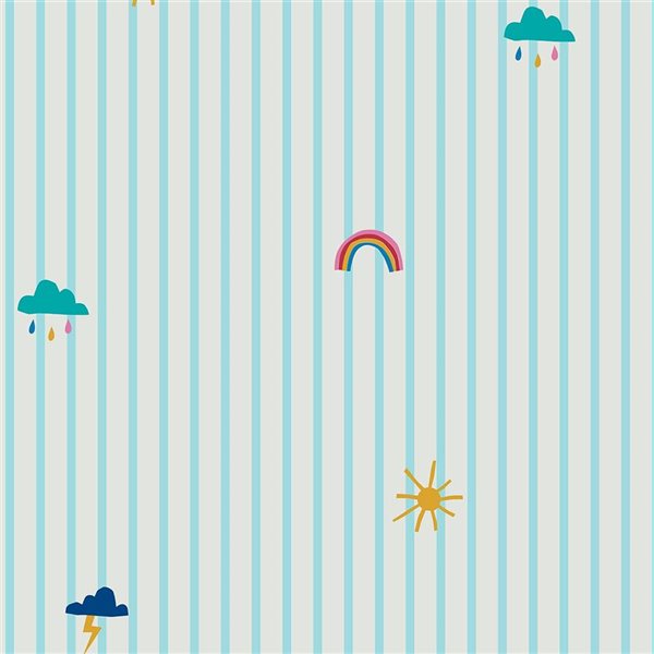 Joules 20.5-in W Haze Blue Whatever The Weather Icons Unpasted Wallpaper - 56-ft²