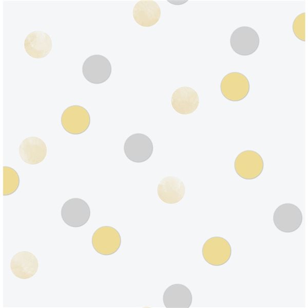 Superfresco Easy Dotty Polka Yellow and Silver Removable Wallpaper - 56-ft²/Per Roll