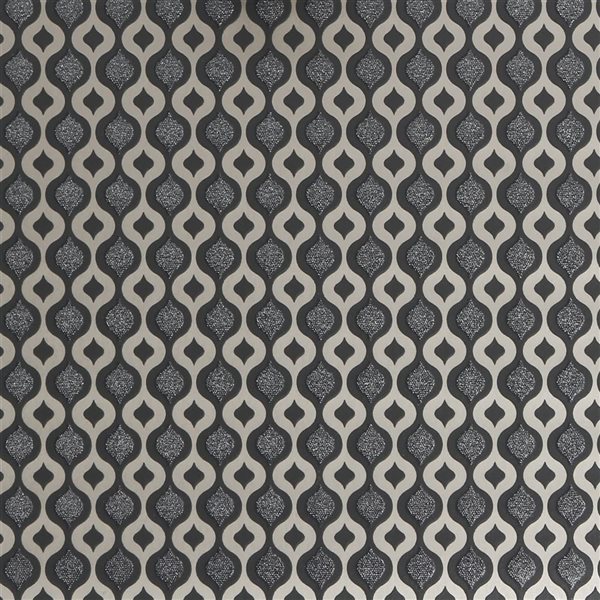 Superfresco Luxe Ogee Dark Grey Unpasted Wallpaper - 56-ft²/Per Roll