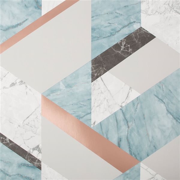 Superfresco Easy Marblesque Geo Jade/Rose Gold Unpasted Wallpaper - 56-ft²/Per Roll