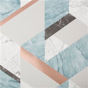 Superfresco Easy Marblesque Geo Jade/Rose Gold Unpasted Wallpaper - 56-ft²/Per Roll