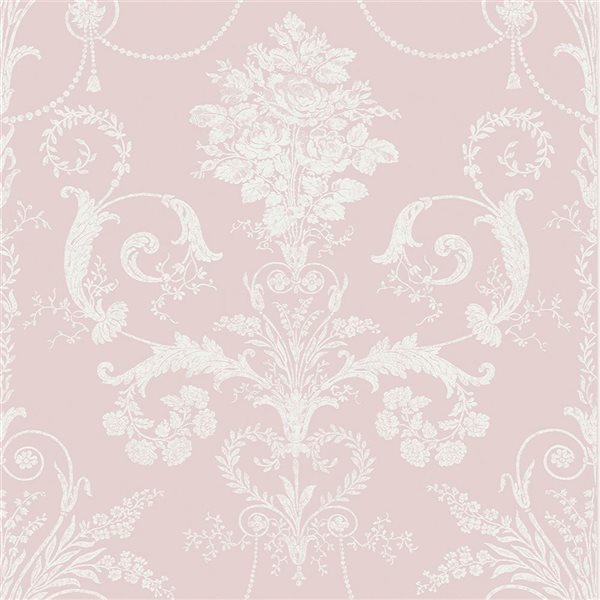 Papier peint Josette Amethyst Laura Ashley rose 56-pi² non encollé