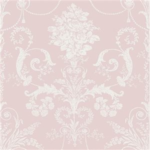 Papier peint Josette Amethyst Laura Ashley rose 56-pi² non encollé