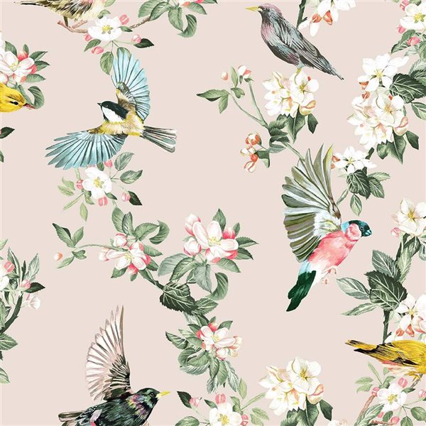 Joules 20.5-in W Antique Creme Handford Garden Birds Unpasted Wallpaper - 56-ft²