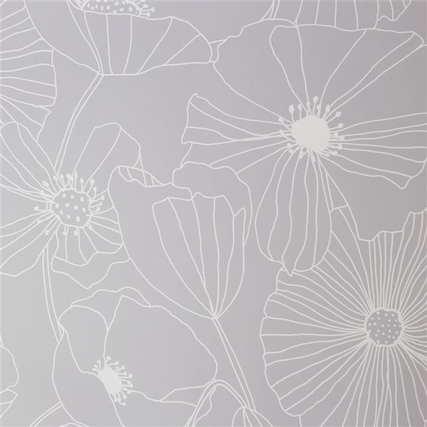 Fresco Linear Floral Grey 56-ft² Unpasted Wallpaper