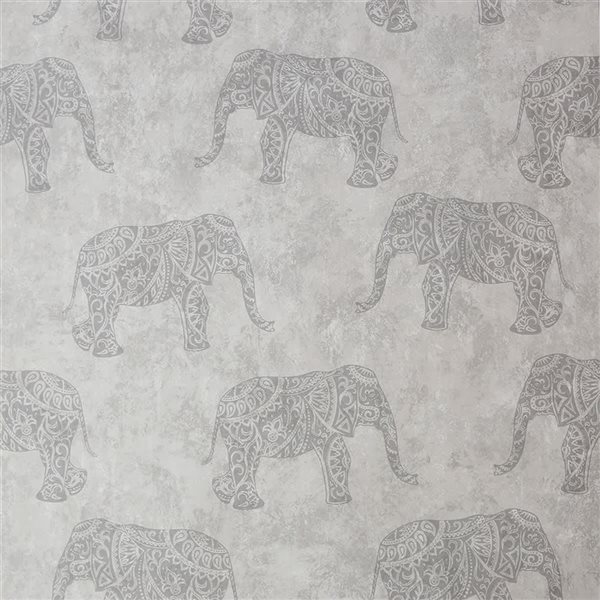 Fresco Moroccan Elephants Natural 56-ft² Unpasted Wallpaper