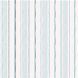 Laura Ashley Heacham Stripe Seaspray 56-ft² Unpasted Wallpaper