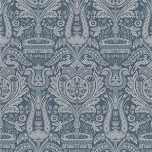 Laura Ashley Heraldic Damask Dusky Seaspray 56-ft² Unpasted Wallpaper