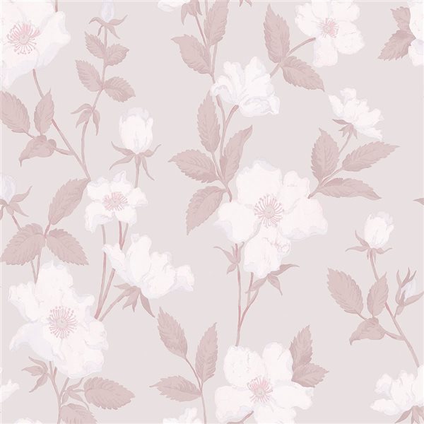 Laura Ashley Fleurir Sugared Lilac 56-ft² Unpasted Wallpaper