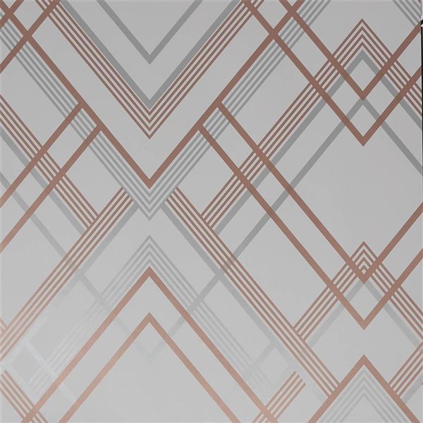 Superfresco Ritz Grey and Rose Gold Removable Wallpaper - 56-ft²/Per Roll