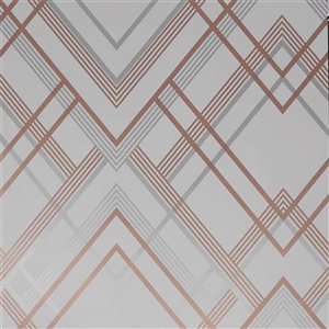 Superfresco Ritz Grey and Rose Gold Removable Wallpaper - 56-ft²/Per Roll