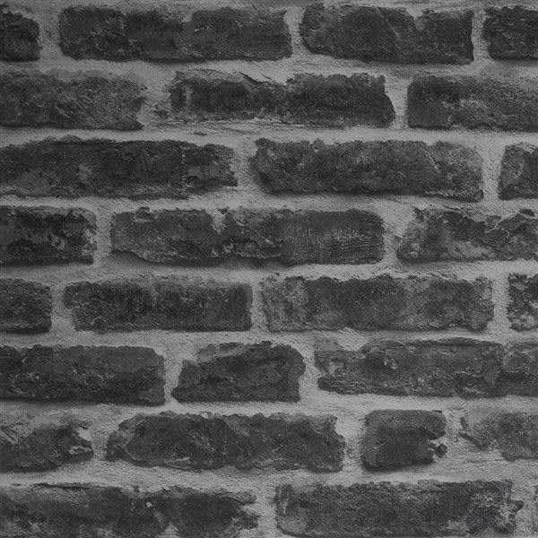 Transform Industrial Brick Charcoal 30.75-ft² Peel and Stick Wallpaper