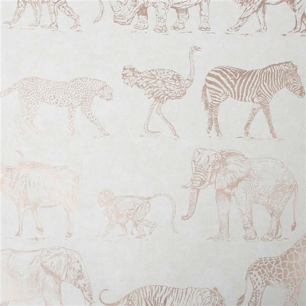 Boutique Rose Gold/Cream Safari Removable Wallpaper - 56-ft²/Per Roll