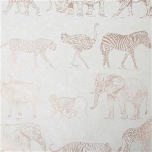 Boutique Rose Gold/Cream Safari Removable Wallpaper - 56-ft²/Per Roll