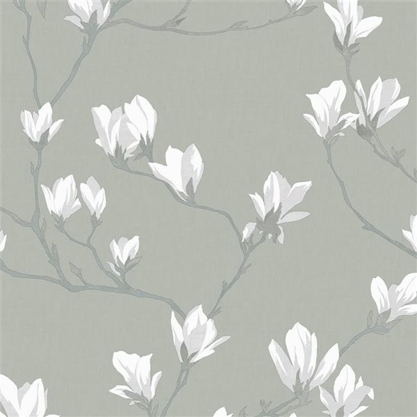 Laura Ashley Magnolia Grove Slate 56-ft² Unpasted Wallpaper