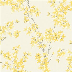 Laura Ashley Forsythia Sunshine 56-ft² Unpasted Wallpaper