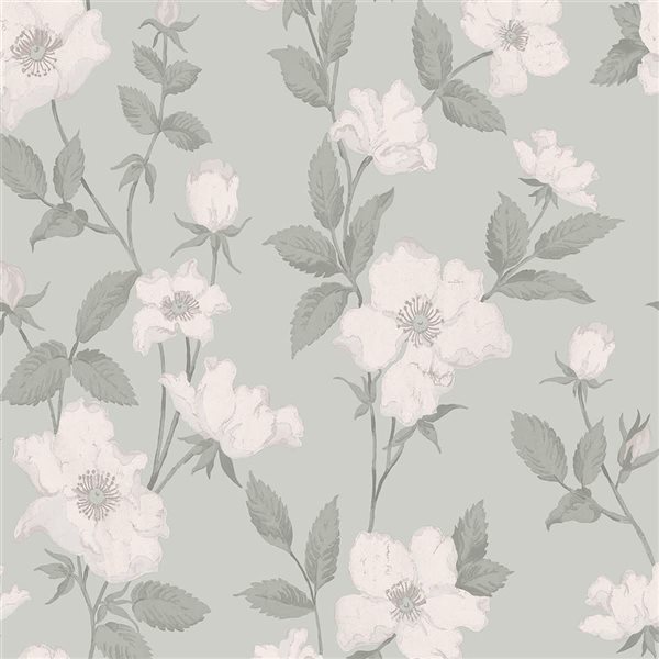 Papier peint Fleurir Smoke Green Laura Ashley multicolore 56-pi² non encollé