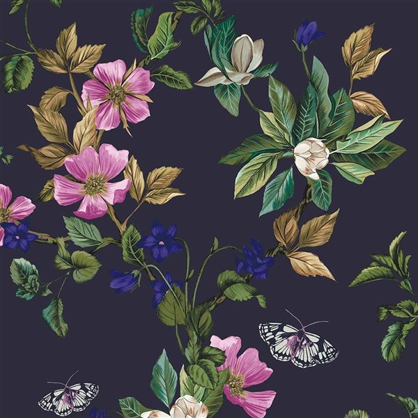 Joules 20.5-in W French Navy Wakerly Woodland Floral Unpasted Wallpaper - 56-ft²