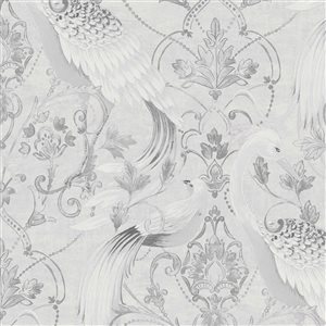 Laura Ashley Tregaron Silver 56-ft² Unpasted Wallpaper