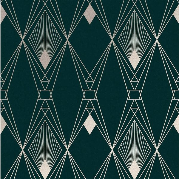 Next 20.5-in W Teal Deco Geometric Unpasted Wallpaper - 56-ft²