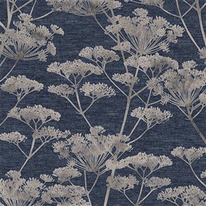 Boutique Serene Seedhead Sapphire 56-ft² Unpasted Wallpaper