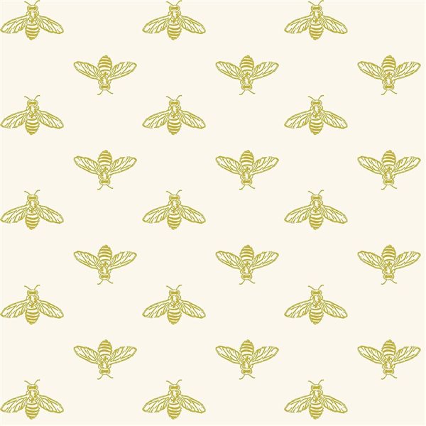 Joules 20.5-in W Antique Gold Block Print Bee Unpasted Wallpaper - 56-ft²