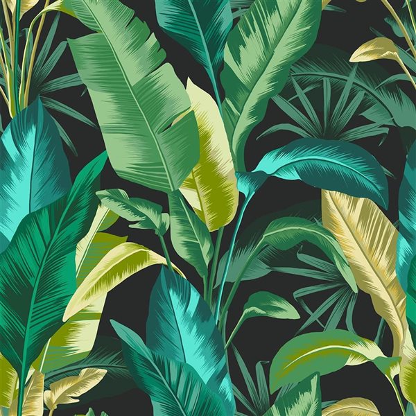 Envy Leaf It Out Midnight 56-ft² Removable Unpasted Wallpaper