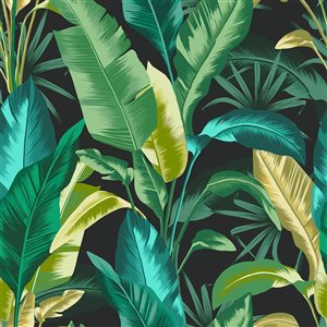 Envy Leaf It Out Midnight 56-ft² Removable Unpasted Wallpaper