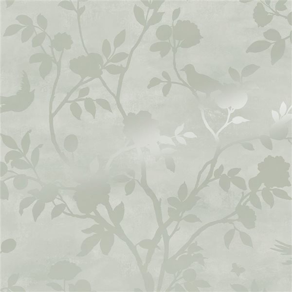 Papier peint Eglantine Silhouette Eau de Nil Laura Ashley gris 56-pi² non encollé