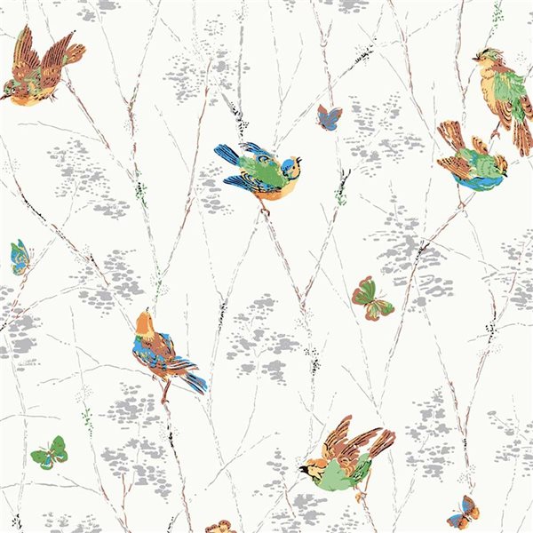 Laura Ashley Aviary Natural 56-ft² Unpasted Wallpaper