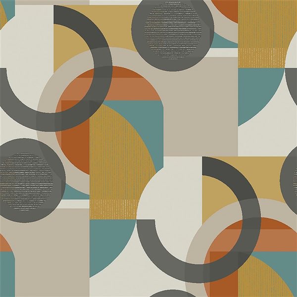 Next 20.5-in W Orange/Grey/Ochre Retro Geometric Design Unpasted Wallpaper - 56-ft²