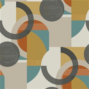 Next 20.5-in W Orange/Grey/Ochre Retro Geometric Design Unpasted Wallpaper - 56-ft²