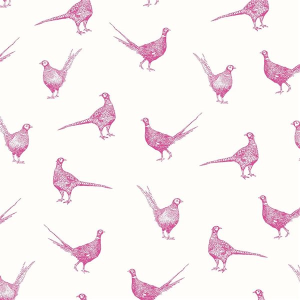 Joules 20.5-in W Truly Pink Flirty Pheasants Unpasted Wallpaper - 56-ft²