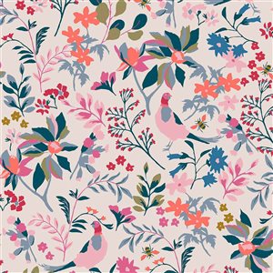Papier peint non encollé Fields Edge Floral Joules 20,5 po l. multicolore/blanc crème, 56 pi²