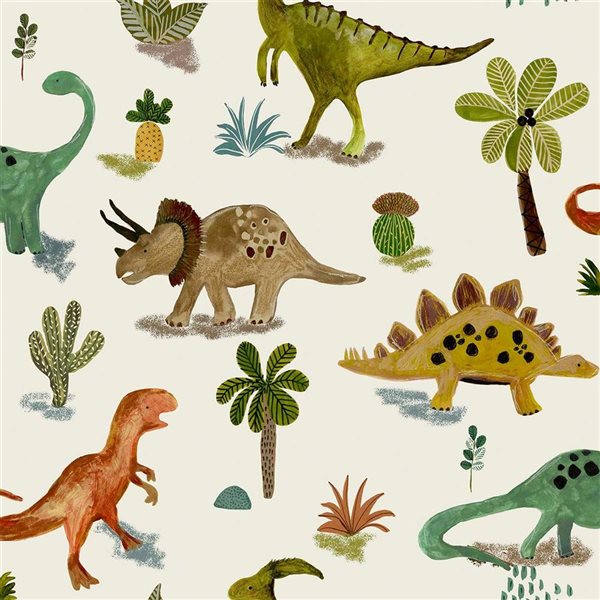 Next 20.5-in W Natural Prehistoric Dinosaur and Friends Unpasted Wallpaper - 56-ft²