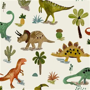 Next 20.5-in W Natural Prehistoric Dinosaur and Friends Unpasted Wallpaper - 56-ft²