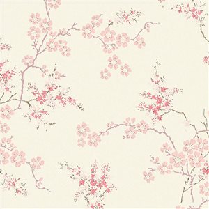 Laura Ashley Oriental Blossom Blush 56-ft² Unpasted Wallpaper