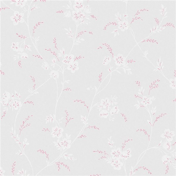 Laura Ashley 20.5-in W Light Grey/Pink Eva Floral Unpasted Wallpaper - 56-ft²